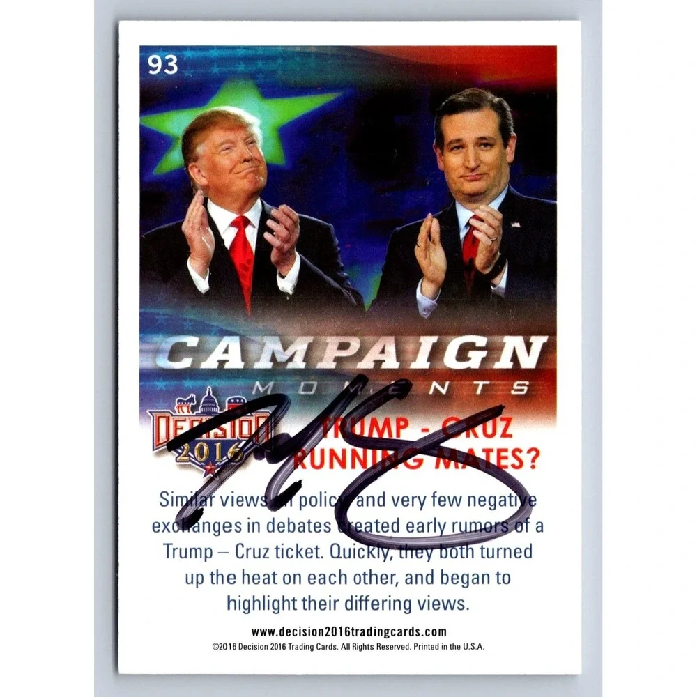 Ted Cruz Hand Signed Trading Card - Senator from Texas